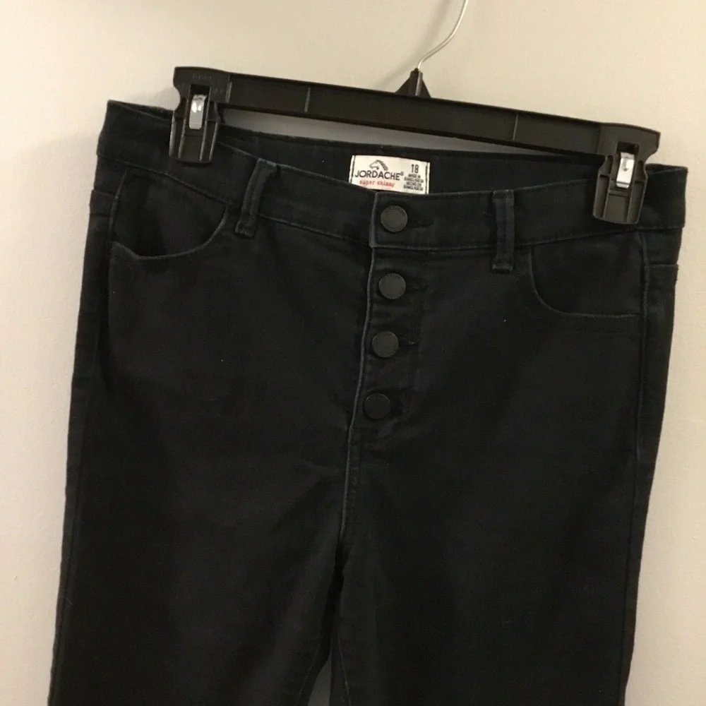 JORDACHE Girls size 18 slim black high rise super skinny stretch denim j…